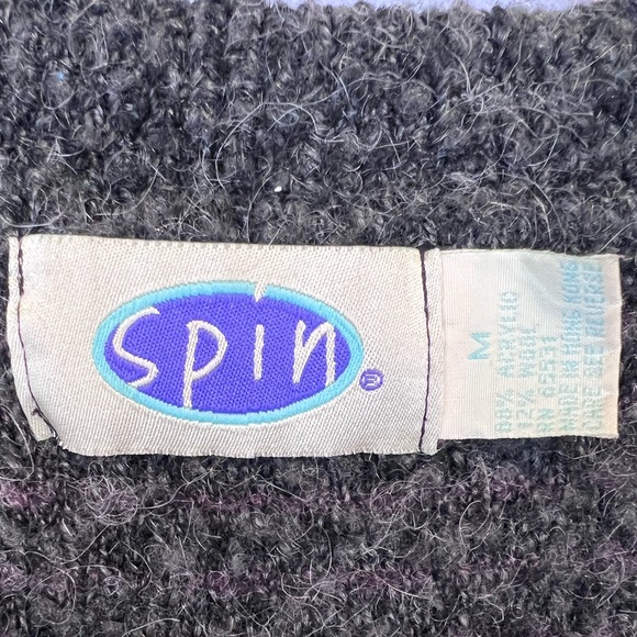 Vintage 90’s Spin Quarter Zip Striped Comfy Sweater / M - Picture 4 of 6